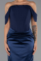 Long Navy Blue Satin Mermaid Prom Dress ABU6525
