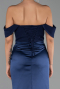 Long Navy Blue Satin Mermaid Prom Dress ABU6525