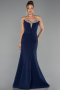 Long Navy Blue Mermaid Prom Dress ABU6526