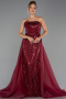 Long Burgundy Beaded Evening Dress ABU5511