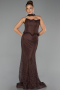 Long Brown Dantelle Evening Dress ABU6487