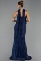 Long Navy Blue Dantelle Evening Dress ABU6487