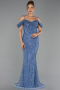 Long Indigo Beaded Evening Dress ABU6190