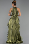 Long Oil Green Chiffon Prom Gown ABU6227