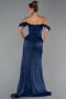 Long Navy Blue Chiffon Evening Dress ABU6496