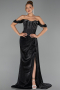 Long Black Chiffon Evening Dress ABU6496