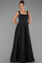 Long Black Satin Evening Dress ABU6527