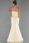Long Yellow Satin Prom Gown ABU6499