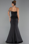 Long Black Satin Prom Gown ABU6499