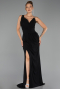 Long Black Chiffon Evening Dress ABU6500