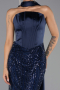 Long Navy Blue Scaly Evening Dress ABU6528