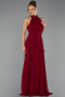 Long Burgundy Chiffon Prom Gown ABU6506