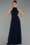 Long Navy Blue Chiffon Prom Gown ABU6506