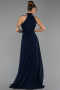 Long Navy Blue Chiffon Prom Gown ABU6506