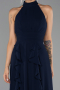 Long Navy Blue Chiffon Prom Gown ABU6506