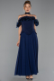 Midi Navy Blue Chiffon Evening Dress ABU6037