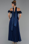 Midi Navy Blue Chiffon Evening Dress ABU6037