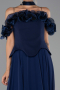 Midi Navy Blue Chiffon Evening Dress ABU6037