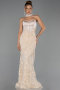 Long Beige Evening Dress ABU6442
