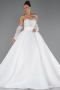 Long White Satin Wedding Dress ABG197