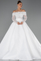 Long White Satin Wedding Dress ABG197