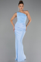 Long Light Blue Satin Prom Gown ABU6331