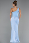 Long Light Blue Satin Prom Gown ABU6331