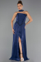 Long Navy Blue Chiffon Evening Dress ABU6531