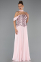 Long Powder Color Chiffon Evening Dress ABU6532
