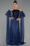 Long Navy Blue Chiffon Evening Dress ABU6533