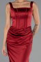 Long Burgundy Satin Prom Gown ABU6542