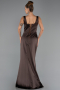 Long Brown Satin Prom Gown ABU6542