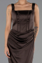 Long Brown Satin Prom Gown ABU6542