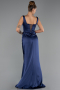 Long Navy Blue Satin Prom Gown ABU6542