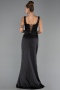 Long Black Satin Prom Gown ABU6542