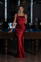 Long Burgundy Satin Prom Gown ABU6542