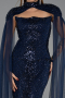 Long Navy Blue Beaded Evening Dress ABU6544