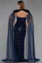 Long Navy Blue Beaded Evening Dress ABU6544