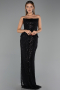 Long Black Beaded Evening Dress ABU6544