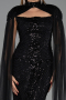 Long Black Beaded Evening Dress ABU6544