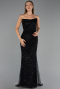 Long Black Beaded Plus Size Evening Dress ABU6545