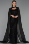 Long Black Beaded Plus Size Evening Dress ABU6545