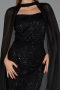 Long Black Beaded Plus Size Evening Dress ABU6545