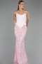 Long Powder Color Scaly Evening Dress ABU6546