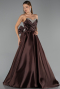 Long Brown Satin Evening Dress ABU5541