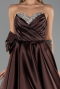Long Brown Satin Evening Dress ABU5541