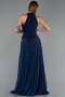 Long Navy Blue Chiffon Evening Dress ABU6550