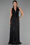 Long Black Chiffon Evening Dress ABU6551