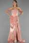 Long Salmon Chiffon Evening Dress ABU6496