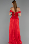 Long Red Chiffon Evening Dress ABU6203